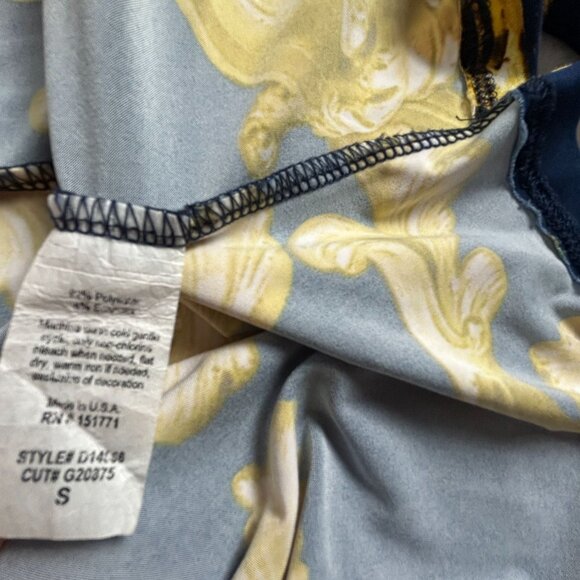 Gilli Women Navy Gold Baroque Print Short Sleeve Wrap Maxi Dress Small Tie-Waist - Picture 4 of 9